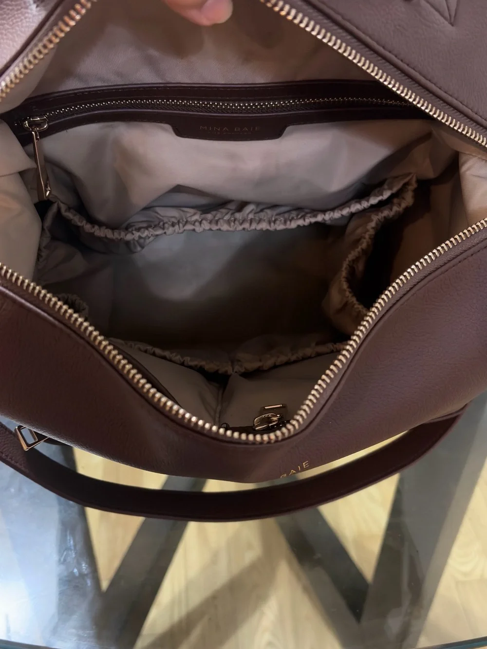 Mina Baie Brown Leather Baby Bag Backpack